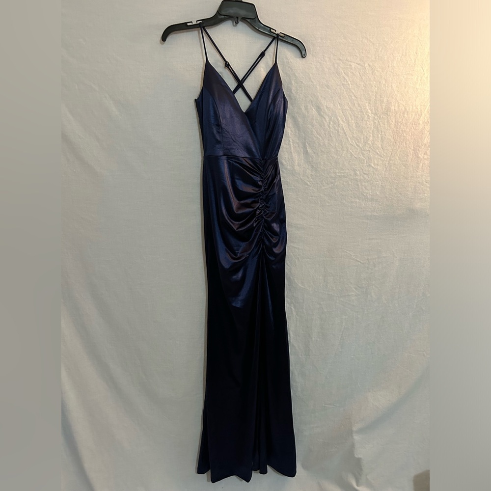 Navy blue floor length ball gown
